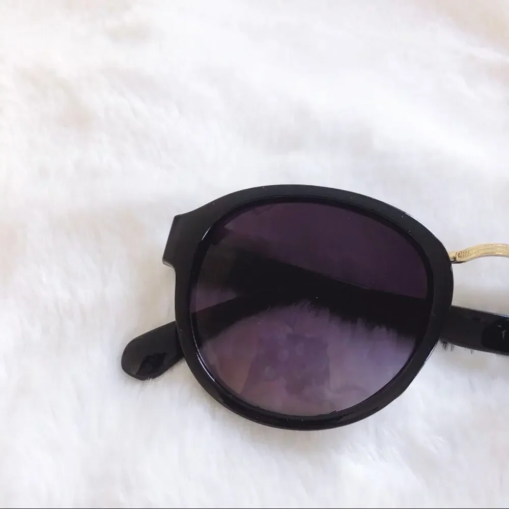 Mya Black & Gold Round Fashion Sunglasses